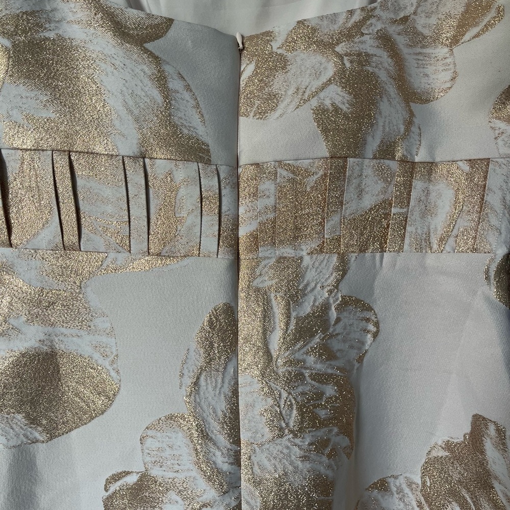KAY UNGER  FLORAL JACQUARD MIDI CHAMPAGNE DRESS 14 - Picture 11 of 11